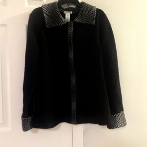 Laura Ashley Black and Gray snap front women’s jacket in 100% wool